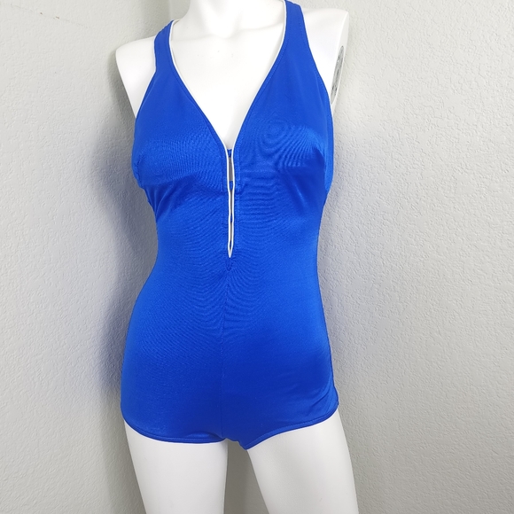 Jantzen Swim Jantzen Vintage 5s Style Blue One Piece Womens